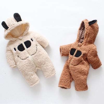 China Polyester/cotton thickened zipper footie baby clothes romper pajamas collar onesie long sleeve cute bear for newborns hoodies for sale