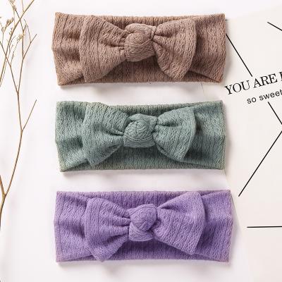 China Cozy Korean Soft Various Color Bow Elastic Children's Ins Hair Accessories Children's Hair Accessories Cable Knit Headbands Headbands For Babies for sale