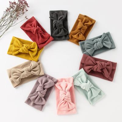 China Comfortable Soft Fitted All Baby Hair Accessories Top Bow Soft Elastic Knit Nylon Fabric Baby Headbands Hairwrap Baby Headbands For Girls for sale