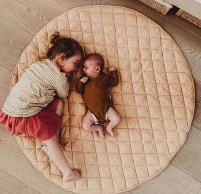 China Eco-Friendly Round Cotton French Baby Canvas Soft Quilting Play Mat Gym Mat For Kids for sale