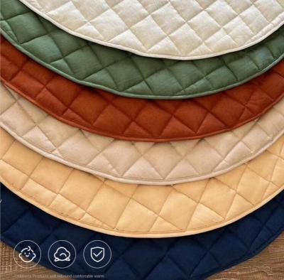 China High Quality Eco-friendly Soft and Washable Kids Play Blankets Cotton Quilted Canvas Baby Playmat Baby Crawling Game Mat With Storage Bag for sale