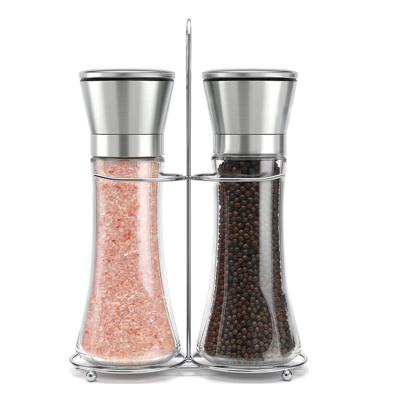 China Sustainable best premium stainless steel and glass salt adjustable pepper grinder and salt grinder, pepper grinder for sale