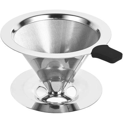 China 2021 New Product 304 Stainless Steel Double Layer Viable Filterless Funnel With Bracket Drip V60 Coffee Filter For Kitchen Tools for sale