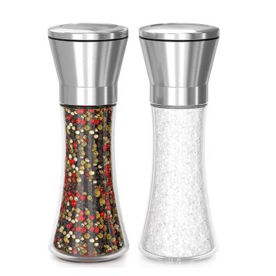 China Viable Glass Ceramic Stainless Steel Shaker Manual Salt Mill Pepper Grinder for sale