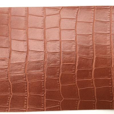 China Waterproof 1.0mm crocodile embossing high quality PU leather synthetic leather for shoes and handbags for sale