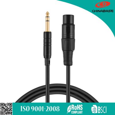 China CHINABASE 3 Female Microphone XLR Pin To Stereo Jack Balanced MIC Microphone Audio Cable 6.3mm TRS for sale