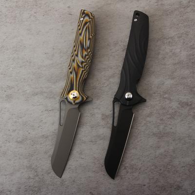 China Ergo Shape Unique Design OEM Sheep Foot D2 Blade EDC Knife Textured Handle G10 Folding Pocket Knife for sale