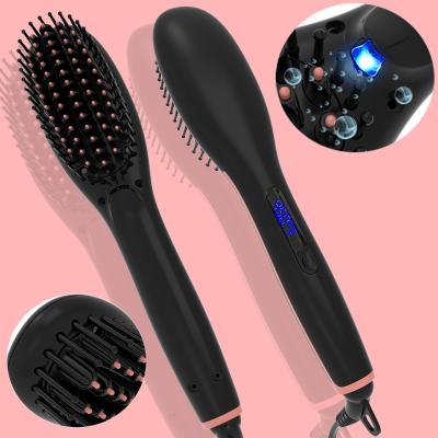 China New Custom Cushion Straightener Brush Ionic Electric Ceramic Hair Straightener Brush for sale