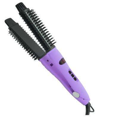 China Hotel 210C TV High Temperature Ionic Professional Shopping AC 100V-240V Led Ceramic Electric Hair Straightening Brush for sale