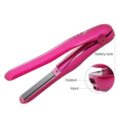 China Rechargeable Cordless For Travel Use USB Rechargeable Mini Flat Iron Portable Battery Powered Cordless Hair Straightener for sale