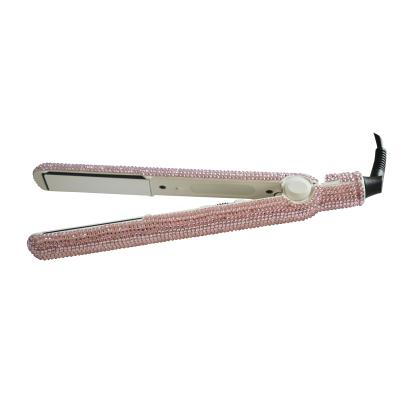 China With Anion Generator Red Hair Straightening Flat Iron With Bling Rhinestones Wholesale for sale