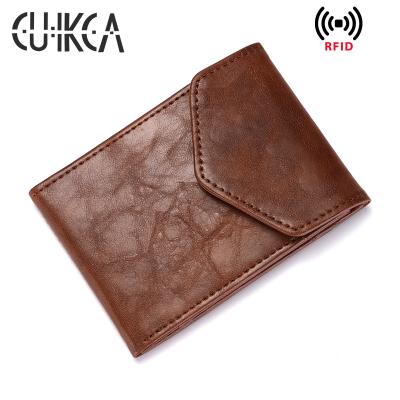 China CUIKCA Waterproof Shorts Leather Wallet For Men Wallets HF040 Photocards Leather Slim Card Holder Coin Pocket for sale