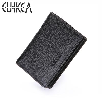 China CUIKCA Zipper Fashion Women Men Wallets Slim Wallet Cowhide Zipper Wallet Genuine Leather Card Holder for sale