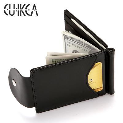 China CUIKCA Fashion Wallets Leather Mens Wallets Minimalist Slim Metal Money Clip Latch Wallet for sale