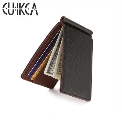 China CUIKCA Money Clip Men's Wallet For Card Wallet Metal Silver Clip Cartera Business Card Leather Holder for sale