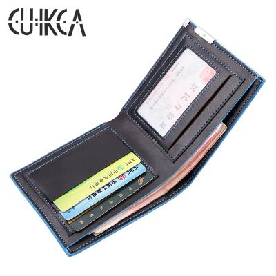 China CUIKCA Waterproof Shorts Leather Wallet For Men H007 Blue Edge Iron Angle Angle Purse Photocards Enclosed Wallets Leather Slim Card Holder for sale