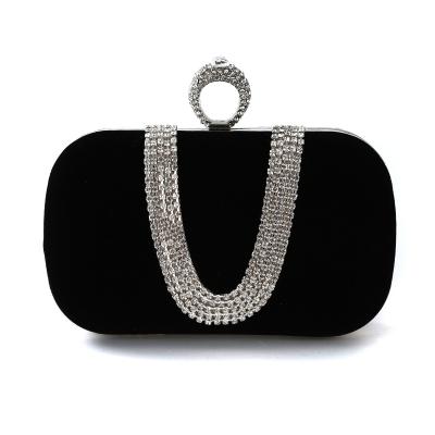 China High-level diamond-studded U-shaped clutch party high fashion banquet bag luxury dinner clutch handmade bridal dress bag makeup bag for sale