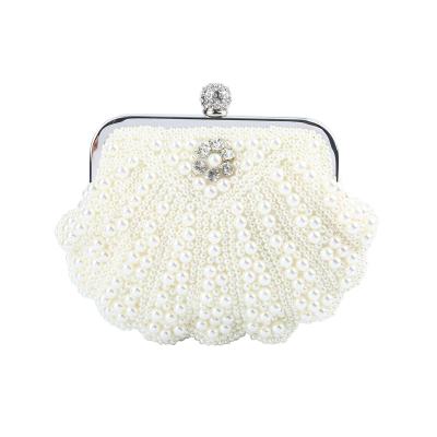 China Banquet Lady Bag Party Pearl Dinner Bag Luxury High Quality Rhinestone Grab Luxury Handmade Satin Evening Dinner Bag for sale