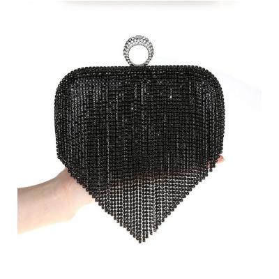 China Europe and America Luxury Diamond Tassel Handmade Rhinestone Evening Messenger Bag Messenger Clutch High Quality Lady Party Handbags for sale