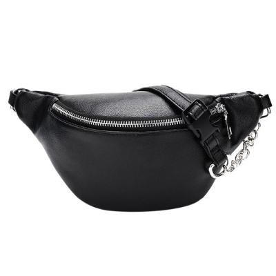 China 2020 Fashion Women's Waist Bag Fanny Pack PU Bag Belt Purse Black White Small Waist Packs Phone Purse Key Pouch for sale