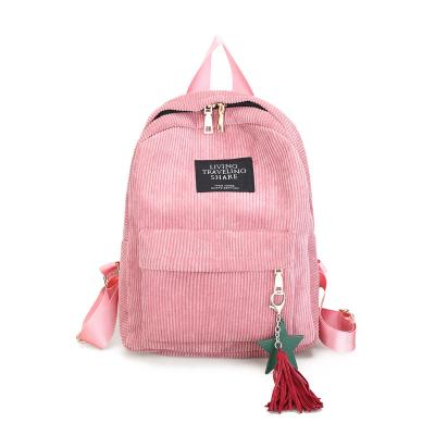 China Women Mini Corduroy Backpack Female Eco Canvas Single Shoulder Anti-theft Lady Bags Women's Casual Travel Small Bags Rucksack For Teenage Girls for sale