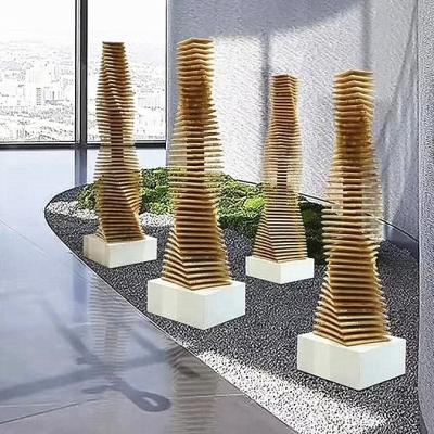 China Overall Modern Abstract Wood Sculpture Art Decoration With Lights For Outdoor And Indoor for sale