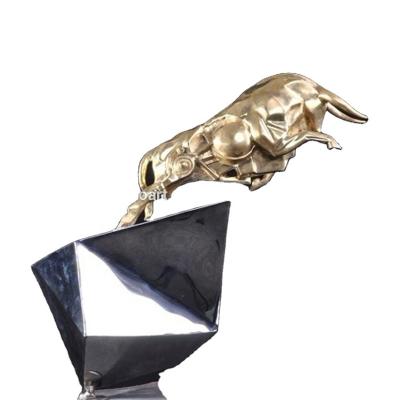 China Small China Bull Unicorn Metal Gold Brass Sculpture for sale