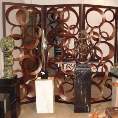 China New Classic / Postmodern Modern Art Metal Folding Dividers Hollow Iron Screens For Interior Decor for sale