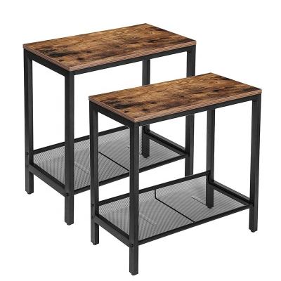 China (Other) Adjustable Side Table, Set of 2 Narrow Nightstands, Industrial End Table with Flat or Oblique Adjustable Mesh Shelf for Small Spaces for sale