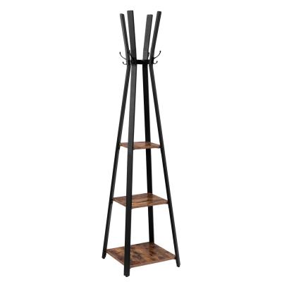 China Industrial Industrial Coat Rack with 3 Shelves and 4 Hooks, Hall Tree Free Standing for Clothes in Living Room for sale