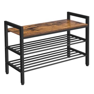 China (Adjustable Shoe Rack to Other) 3-Tier, Industrial Shoe Bench with Mesh Shelves and Handles for Entryway, Living Room for sale