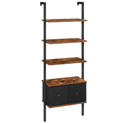 China 5 rustic ladder shelfshelves, with 2 storage boxes, kitchen shelf, office, living room for sale