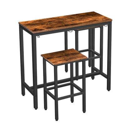 China Easy Assemble Living Room Dining Room Kitchen Industrial Furniture Rustic Brown Wood Bar Table for sale