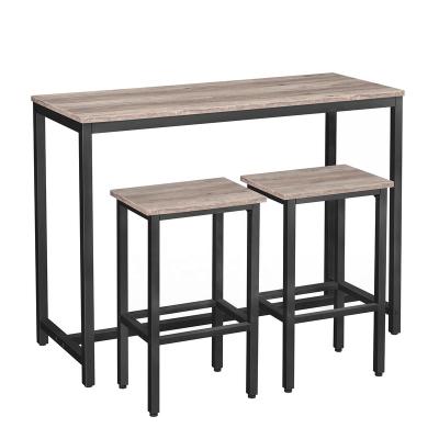 China Industrial 3-Piece Breakfast Table Set For Kitchen Living Room Dining Room , Sturdy Metal Frame Bar Table Set for sale