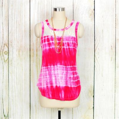 China Anti Shrinkage Women Tie Dye Tank Tops With Lace Back for sale