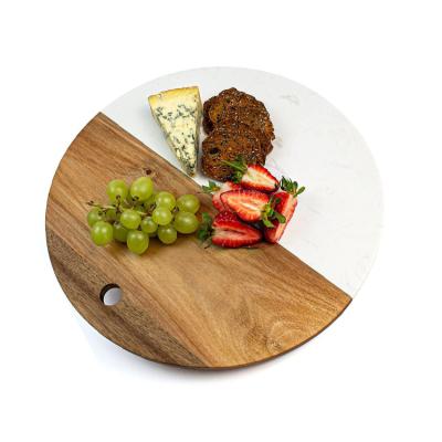 China Beautifully Handcrafted Strong And Beautiful Housewarming Gifts Around Marble And Wooden Cheese Board for sale