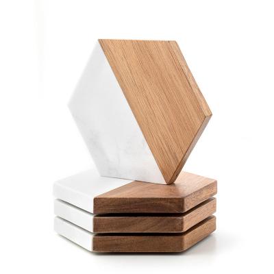 China Hot Selling Viable Unique Design Hexagon Custom Marble Coasters For Chest Tea Drink for sale