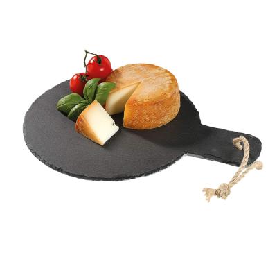 China Modern Bamboo Slate Cutting Board Paddle Cheese Board Slate and Wooden Cheese Board with Handle for sale