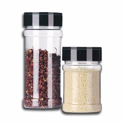 China 7 Ounce Bpa Free Viable Plastic Spice Jars With Black Butterfly Lids Around Storage Spice Seasoning Bottles With Two Sided Flip Cap for sale