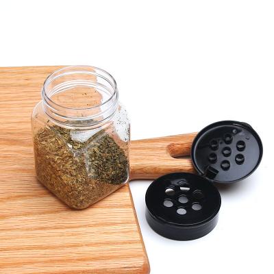 China Eco-Friendly 150Ml Square Kitchen Plastic Spice Seasoning Jars Container And Shaker Spice Bottle Packaging With Customized Lid for sale