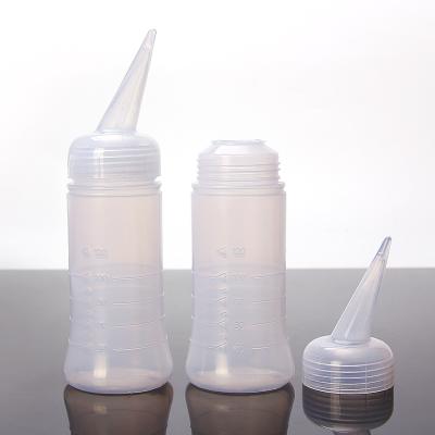 China Hair Salon Shampoo Cosmetic Professional Hair Dye Dye Soft Plastic Applicator Bottle With Spout for sale