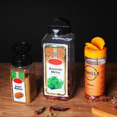 China Plastic Spice PET container for food packaging safty plastic seasoning bottle pepper seasoning powder bottle wholesale spice jar for sale