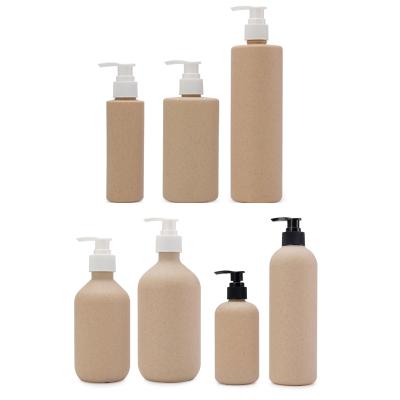 China Eco-Friendly Customized Eco-Friendly Cosmetic Packaging Wheat Biodegradable Straw Plastic PLA Pump Shampoo Bottle for sale