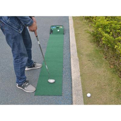 China PUPIN Flannel Green Mat Putting Practice Mat Plastic Ball Household Carpet Golf Three Hole Putting Trainer for sale