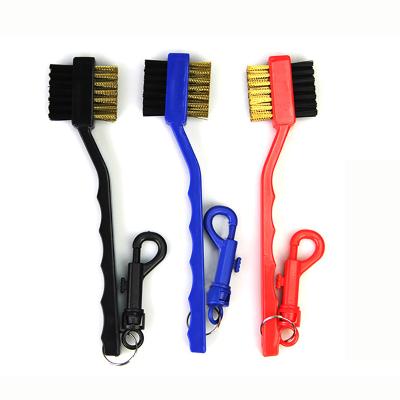 China New golf steel wire bristle brush side brush copper wiring double-sided cleaning brush plastic + nylon brush 2 for sale