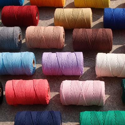 China 4ply 3mm 100m Sustainable Fashion Customized Crochet Cotton Single Strand Twisted Cord Macrame Rope Wrapping Rope for sale