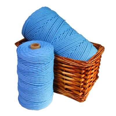 China Wholesale Viable 2mm 100m Crochet 3ply Color Cotton Twisted Braided Macrame Rope Cord Wrapping Rope for sale