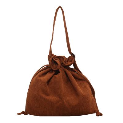 China Portable Multifunctional corduroy bag women's new autumn and winter single shoulder portable cross-body bucket bag for sale