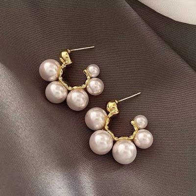 China New Fashion Jewelry Needle Gold Plated High Quality Synthetic Pearl Earrings Plated Null Stud Earrings S925 Silver Alloy For Women 13g for sale