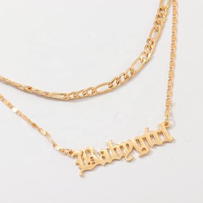 China Babygirl Environmentally Friendly New Letter Necklace Niche Design Layer Clavicle Chain Necklace Factory Wholesale Gold for sale